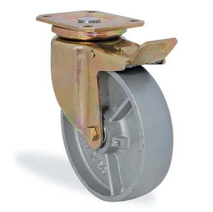 4102 DDR Tablalı frenli döner castor, döküm