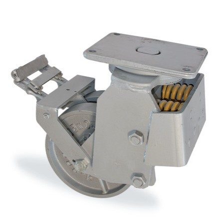 AY6702 DDR Tablalı yatay amortisörlü frenli döner castor, döküm