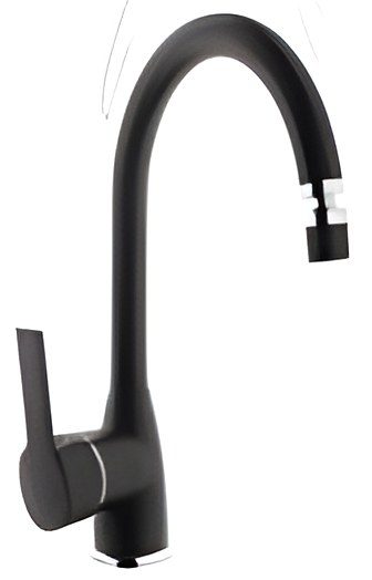Convex Krom Siyah Mix Kuğu Lavabo Bataryası